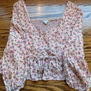 AE Boho Crop Peasant Top
